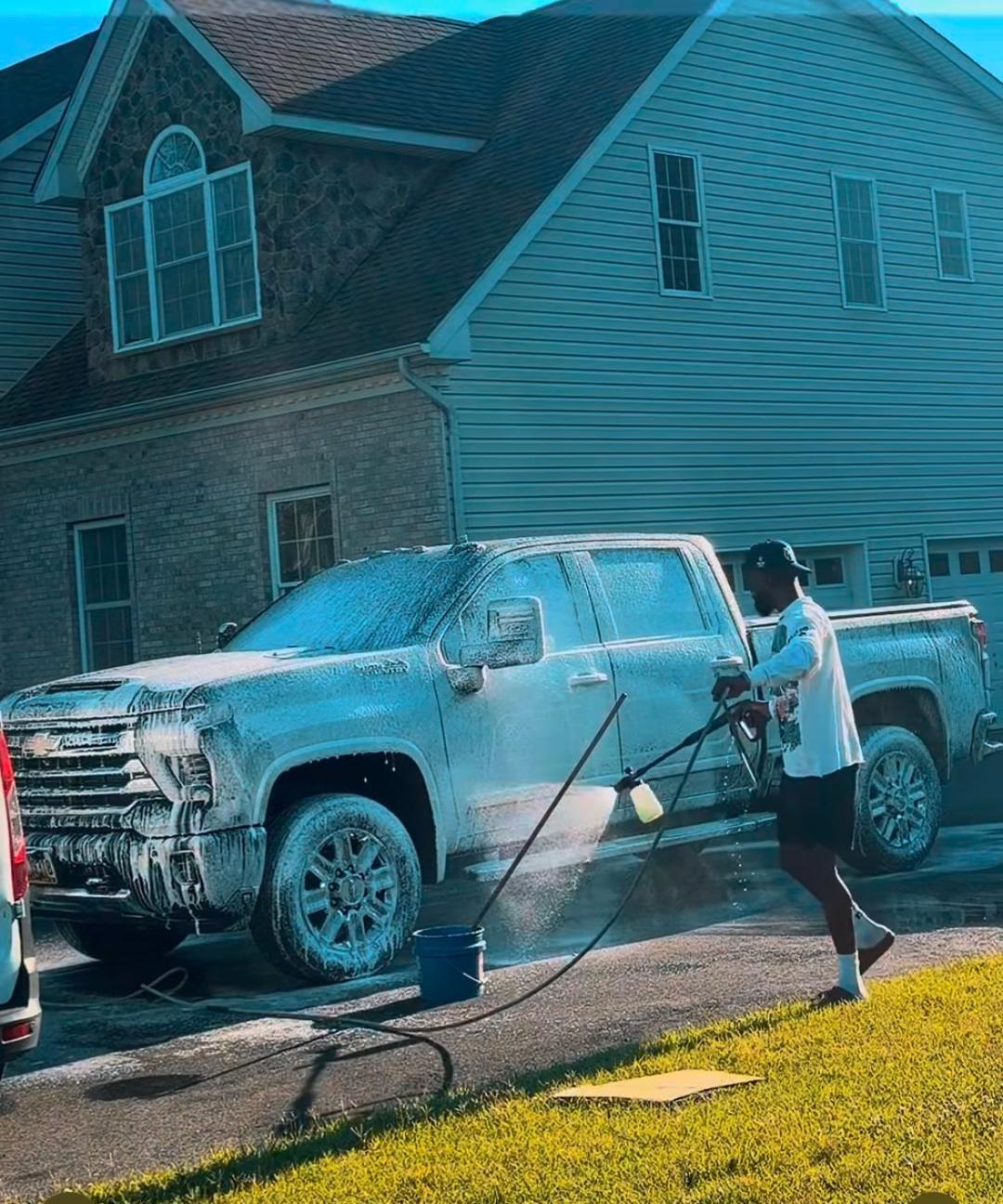 Truck foam wash in progress
